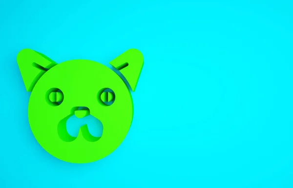 Grüne Katze Symbol Isoliert Auf Blauem Hintergrund Tierisches Symbol Minimalismus — Stockfoto