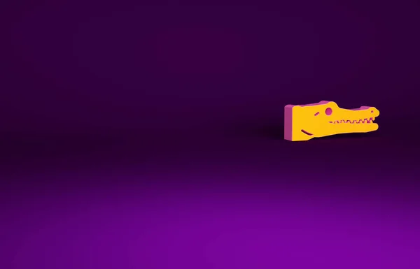 Ícone Crocodilo Laranja Isolado Fundo Roxo Símbolo Animal Conceito Minimalismo — Fotografia de Stock