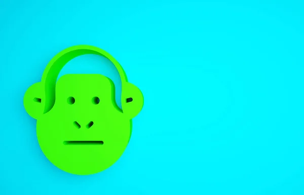 Icono Green Monkey Aislado Sobre Fondo Azul Símbolo Animal Concepto —  Fotos de Stock
