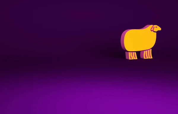 Oveja Naranja Icono Aislado Sobre Fondo Púrpura Símbolo Animal Concepto — Foto de Stock