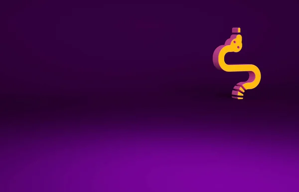 Orange Snake Icon Isolated Purple Background Minimalism Concept Illustration Render — Stock Photo, Image