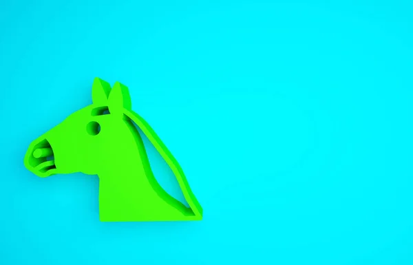 Icono Cabeza Caballo Verde Aislado Sobre Fondo Azul Símbolo Animal — Foto de Stock