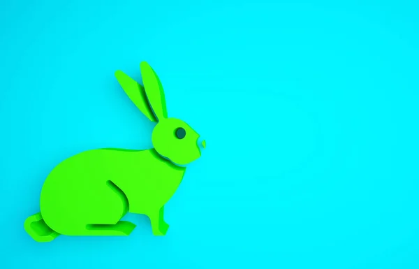 Icono Del Conejo Verde Aislado Sobre Fondo Azul Concepto Minimalista — Foto de Stock
