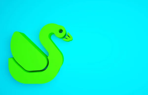 Icono Pájaro Cisne Verde Aislado Sobre Fondo Azul Símbolo Animal —  Fotos de Stock