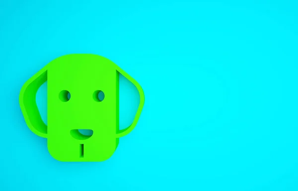 Green Dog Icoon Geïsoleerd Blauwe Achtergrond Minimalisme Concept Illustratie Renderen — Stockfoto