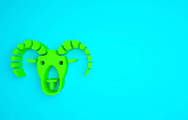 Зелена Голова Кози Або Тарана Ізольовані Синьому Фоні Гірські Вівці — стокове фото