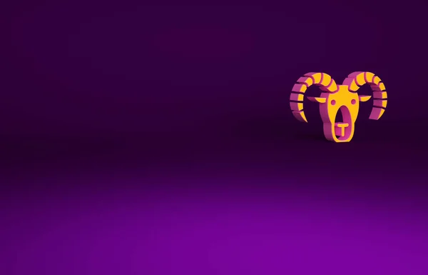 Оранжевая Голова Козы Барана Фиолетовом Фоне Горная Овца Символ Животного — стоковое фото