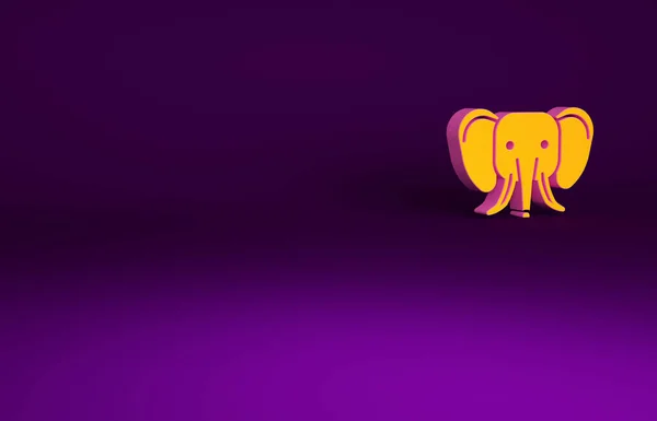 Icône Éléphant Orange Isolée Sur Fond Violet Concept Minimalisme Illustration — Photo