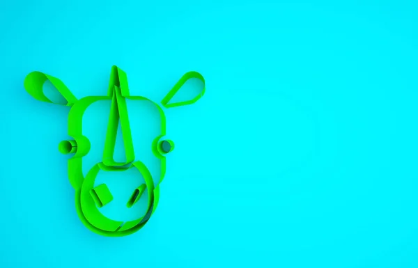 Zöld Orrszarvú Ikon Elszigetelt Kék Háttérrel Állati Szimbólum Minimalizmus Koncepció — Stock Fotó