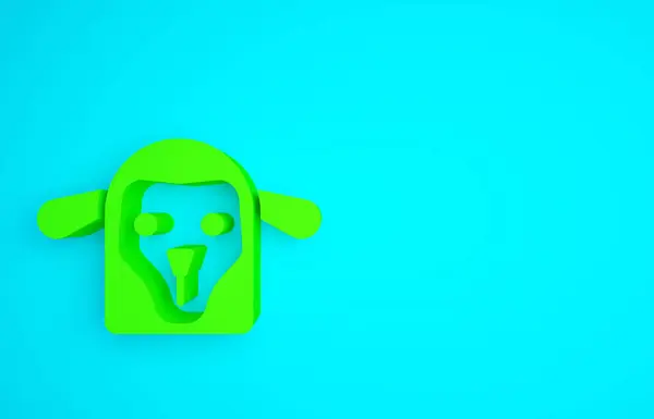 Ikona Zelené Ovčí Hlavy Izolované Modrém Pozadí Zvířecí Symbol Minimalismus — Stock fotografie