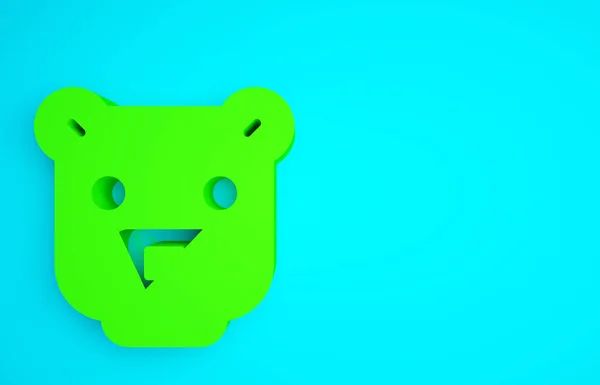 Значок Головы Зеленого Медведя Выделен Синем Фоне Концепция Минимализма Рендеринг — стоковое фото