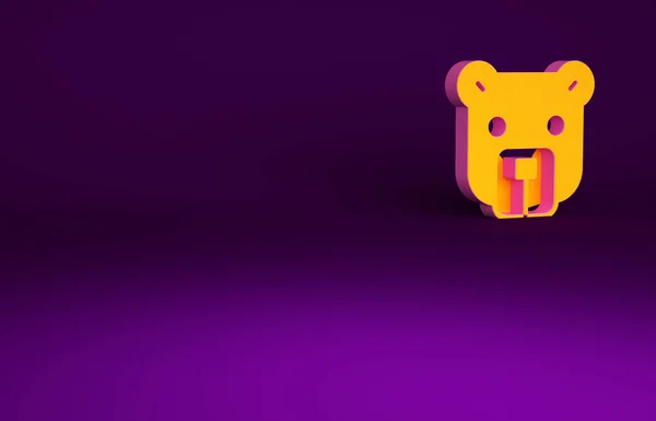 Ícone Cabeça Urso Laranja Isolado Fundo Roxo Conceito Minimalismo Ilustração — Fotografia de Stock