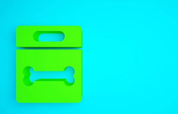 Grüne Hundeknochen Symbol Isoliert Auf Blauem Hintergrund Haustierfutter Symbol Minimalismus — Stockfoto