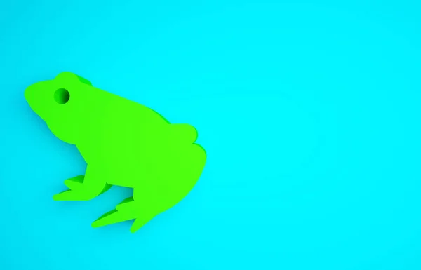 Πράσινο Εικονίδιο Βάτραχος Απομονώνονται Μπλε Φόντο Ζωικό Σύμβολο Μινιμαλιστική Έννοια — Φωτογραφία Αρχείου