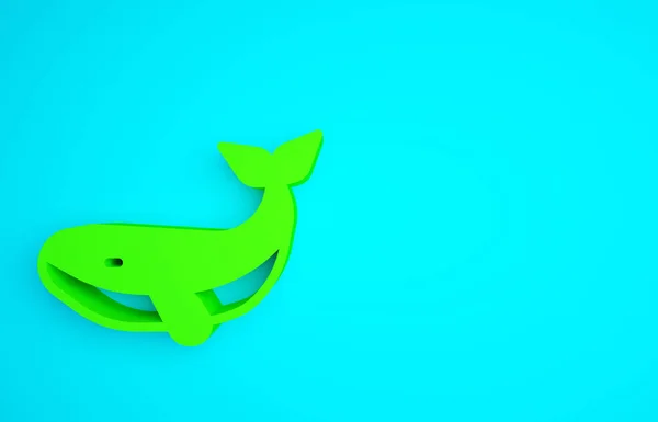 Εικονίδιο Της Πράσινης Φάλαινας Απομονώθηκε Μπλε Φόντο Μινιμαλιστική Έννοια Απεικόνιση — Φωτογραφία Αρχείου