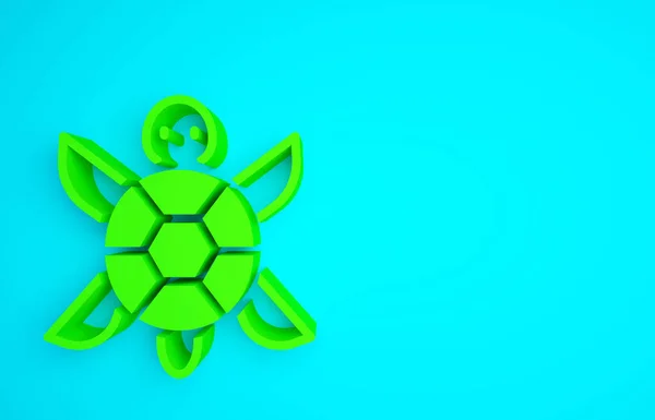 Green Turtle icon isolated on blue background. Minimalism concept. 3d illustration 3D render.