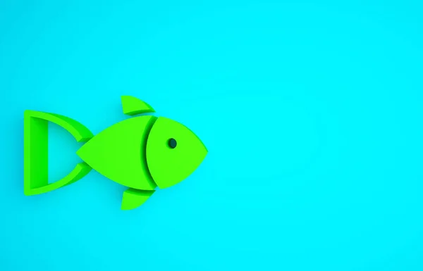 Green Fish Εικονίδιο Απομονώνονται Μπλε Φόντο Μινιμαλιστική Έννοια Απεικόνιση Καθιστούν — Φωτογραφία Αρχείου