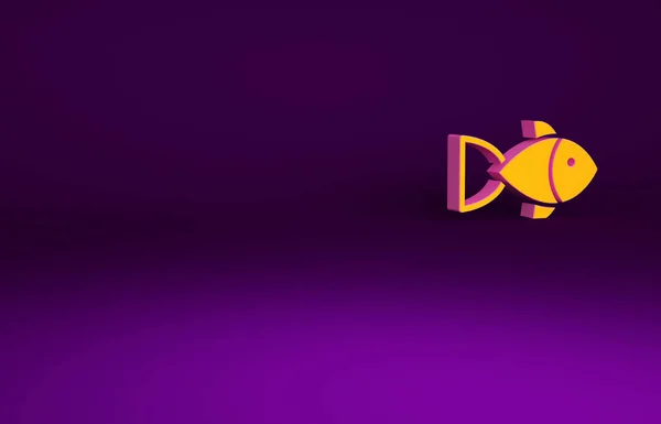 Orange Fish Icon Isolated Purple Background Minimalism Concept Illustration Render — Stock Photo, Image