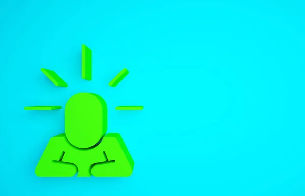 Green Depression Frustration Icon Isolated Blue Background Man Depressive State — Stock Photo, Image