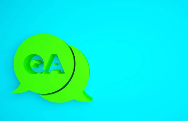 Bubliny Zelené Řeči Ikonou Otázka Odpověď Izolované Modrém Pozadí Symbol — Stock fotografie