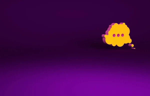 Ікона Orange Speech Bubble Chat Ізольована Фіолетовому Фоні Ікона Повідомлення — стокове фото