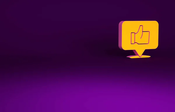 Mano Naranja Como Icono Aislado Sobre Fondo Púrpura Concepto Minimalista — Foto de Stock