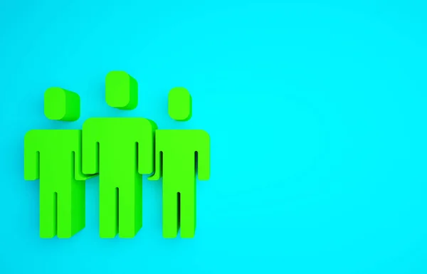 绿色用户组图标隔离在蓝色背景 一群人的偶像 业务化身符号用户配置文件图标 最低纲领的概念 3D渲染3D插图 — 图库照片