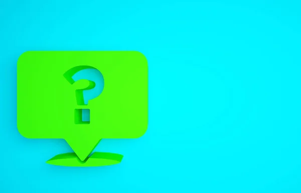 Icono Signo Interrogación Verde Aislado Sobre Fondo Azul Signo Faq —  Fotos de Stock