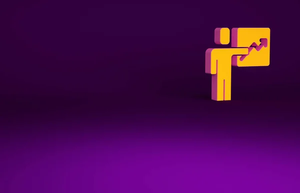 Líder Naranja Equipo Ejecutivos Icono Aislado Sobre Fondo Púrpura Concepto —  Fotos de Stock