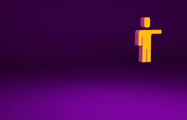 橘头猎杀图标孤立在紫色背景 商业目标或就业标志 人力资源和企业招聘 最低纲领的概念 3D渲染3D插图 — 图库照片