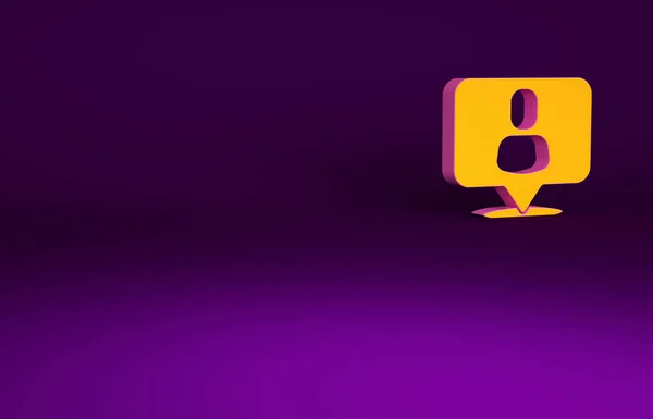 Orange Head Hunting Icon Isolated Purple Background Business Target Employment — Stock Photo, Image