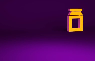 Portakal Çevrimiçi sipariş ve fast food dağıtım ikonu mor arka planda izole edildi. Minimalizm kavramı. 3d illüstrasyon 3B canlandırma.