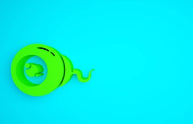 Yeşil Göz simgesi mavi arkaplanda izole edildi. Mutlu Cadılar Bayramı Partisi. Minimalizm kavramı. 3d illüstrasyon 3B canlandırma.