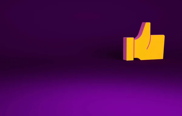 Mano Naranja Como Icono Aislado Sobre Fondo Púrpura Concepto Minimalista —  Fotos de Stock