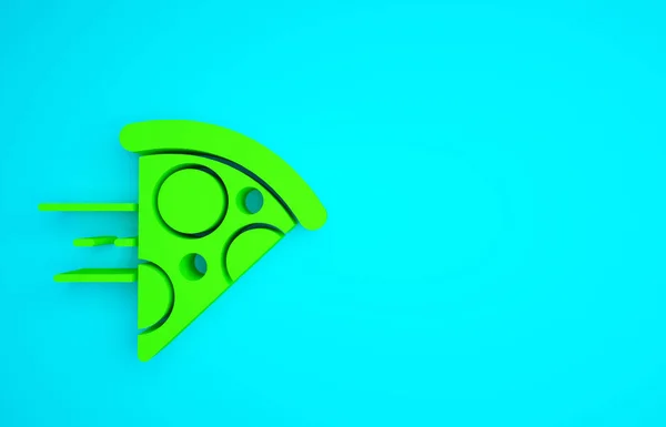 Grüne Online Bestellung Und Pizzaboten Symbol Auf Blauem Hintergrund Isoliert — Stockfoto