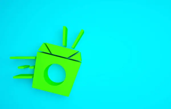 Grüne Online Bestellung Und Nudeln Lieferung Symbol Isoliert Auf Blauem — Stockfoto