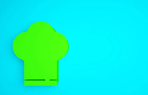 Zöld Séf Kalap Ikon Elszigetelt Kék Háttérrel Főzés Szimbólum Süti — Stock Fotó