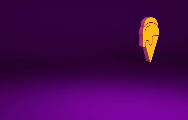 Помаранчеве Морозиво Вафельному Конусі Ізольовано Фіолетовому Фоні Солодкий Символ Концепція — стокове фото