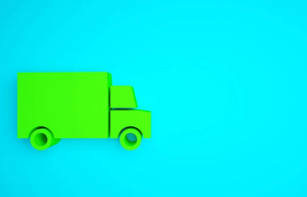 Зелений Швидка Цілодобова Доставка Піктограмою Автомобіля Ізольовано Синьому Фоні Концепція — стокове фото