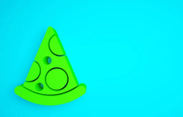 Зелений Шматочок Піци Значок Ізольовані Синьому Фоні Меню Фаст Фуду — стокове фото