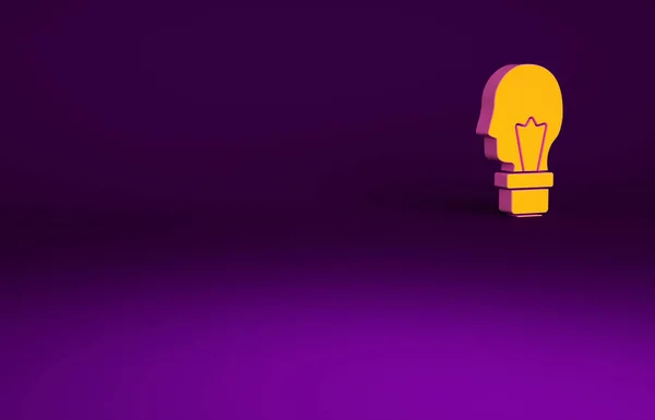 Помаранчева Лампочка Концепцією Значка Ідеї Ізольована Фіолетовому Фоні Символ Енергії — стокове фото