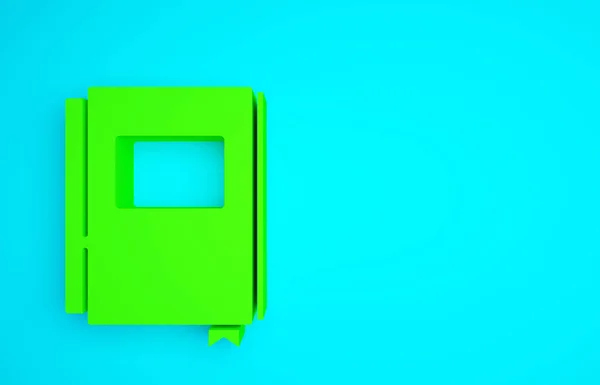 Green Book Symbol Isoliert Auf Blauem Hintergrund Minimalismus Konzept Illustration — Stockfoto
