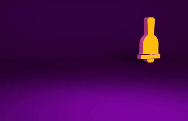 オレンジ紫色の背景に孤立したリングベルアイコン アラーム記号 サービスベル ハンドベル記号 通知記号 最小限の概念 3Dイラスト3Dレンダリング — ストック写真