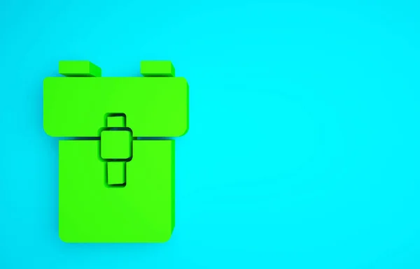 Green School Rucksack Symbol Isoliert Auf Blauem Hintergrund Minimalismus Konzept — Stockfoto