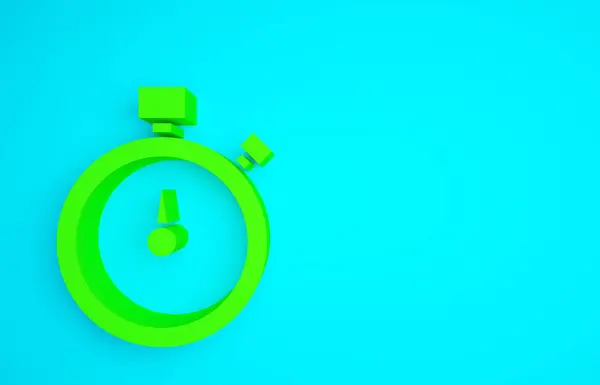 Ikona Green Stopwatch Odizolowana Niebieskim Tle Znak Czasowy Znak Chronometryczny — Zdjęcie stockowe