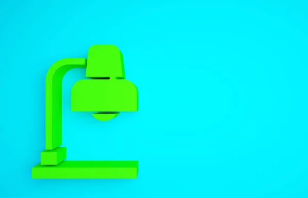 Zielona Ikona Lampy Stołowej Izolowana Niebieskim Tle Koncepcja Minimalizmu Ilustracja — Zdjęcie stockowe