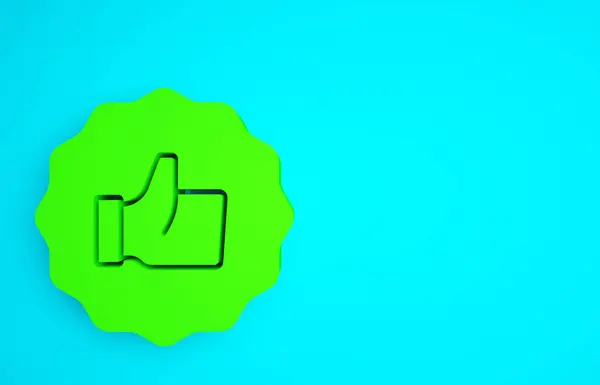 Green Hand Thumb Icon Isolated Blue Background Minimalism Concept Illustration — Stock Photo, Image