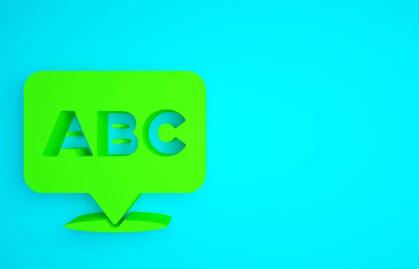 Zielona Ikona Alfabetu Odizolowana Niebieskim Tle Koncepcja Minimalizmu Ilustracja Renderowania — Zdjęcie stockowe