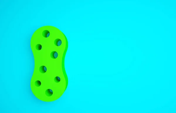 Зелена Губка Піктограмою Бульбашок Ізольована Синьому Фоні Вистачає Вибуху Миття — стокове фото