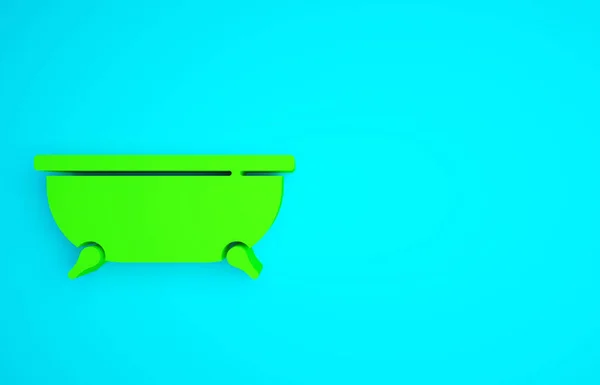 Ícone Banheira Verde Isolado Fundo Azul Conceito Minimalismo Ilustração Render — Fotografia de Stock